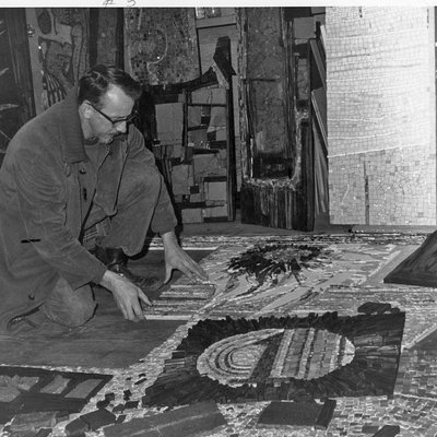 Reinhold Marxhausen working on a mural - 0706_020101